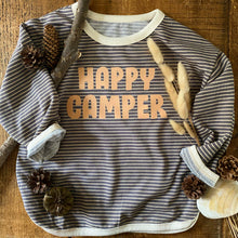 Load image into Gallery viewer, Happy Camper Long Sleeve Top- Brown & Sand Stripe