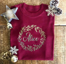 Load image into Gallery viewer, Personalised Christmas Wreath - Big Kids Top